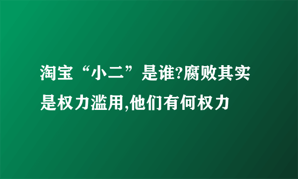 淘宝“小二”是谁?腐败其实是权力滥用,他们有何权力