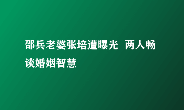 邵兵老婆张培遭曝光  两人畅谈婚姻智慧