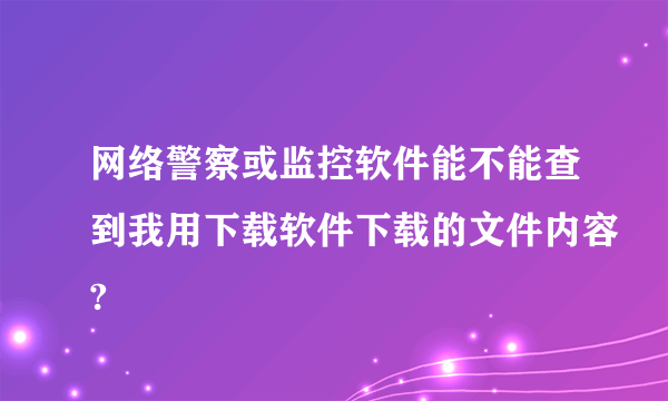 网络警察或监控软件能不能查到我用下载软件下载的文件内容?