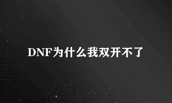 DNF为什么我双开不了