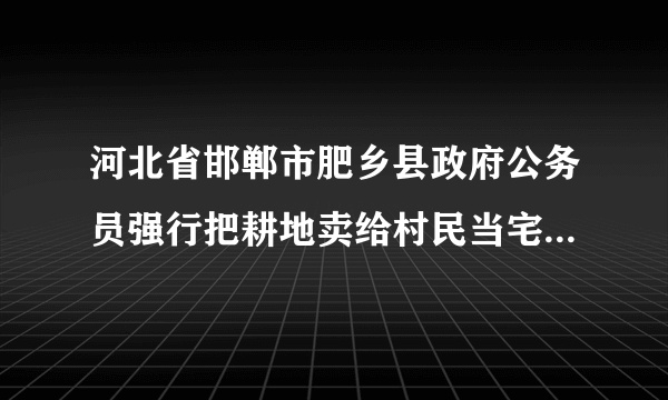 河北省邯郸市肥乡县政府公务员强行把耕地卖给村民当宅基地。受害人十年无处申诉！希望给予解决。