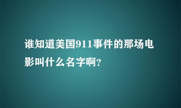 谁知道美国911事件的那场电影叫什么名字啊？