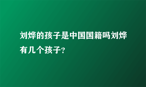 刘烨的孩子是中国国籍吗刘烨有几个孩子？