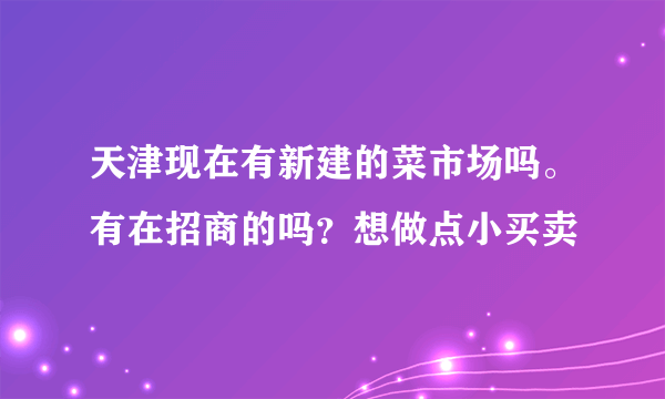 天津现在有新建的菜市场吗。有在招商的吗？想做点小买卖