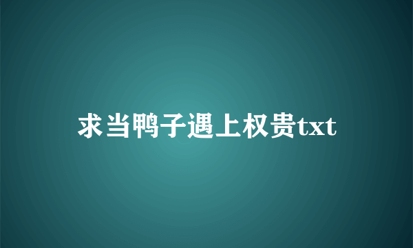 求当鸭子遇上权贵txt