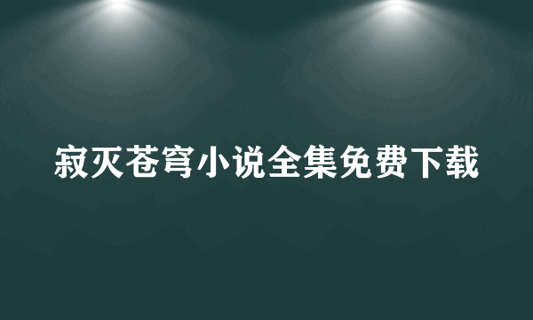 寂灭苍穹小说全集免费下载