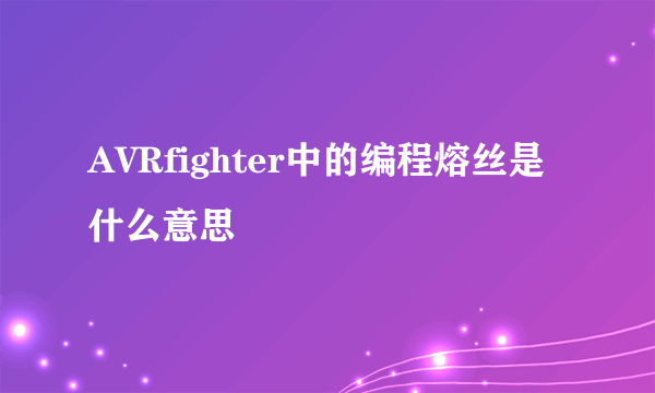 AVRfighter中的编程熔丝是什么意思