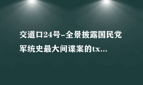 交道口24号-全景披露国民党军统史最大间谍案的txt全集下载地址