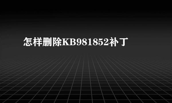 怎样删除KB981852补丁