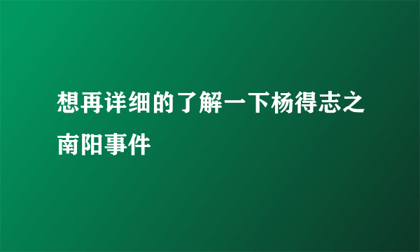 想再详细的了解一下杨得志之南阳事件