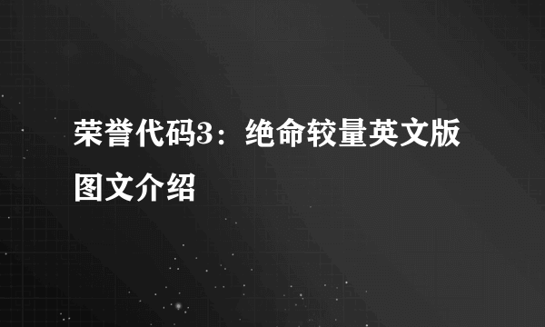 荣誉代码3：绝命较量英文版图文介绍