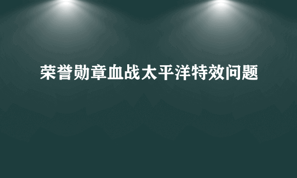 荣誉勋章血战太平洋特效问题