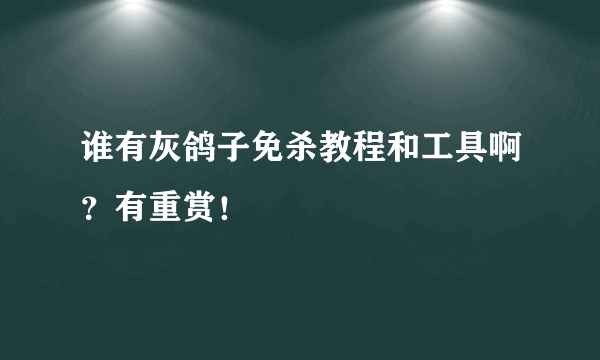 谁有灰鸽子免杀教程和工具啊？有重赏！