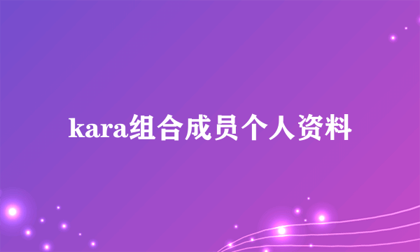 kara组合成员个人资料