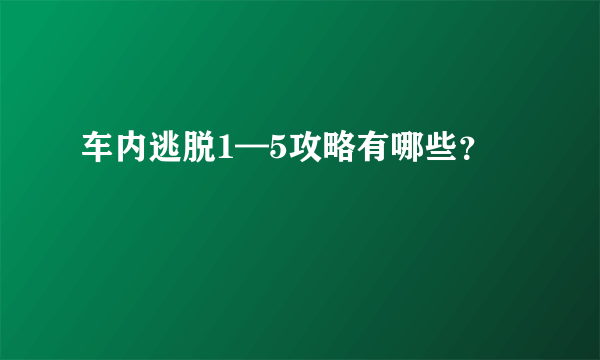 车内逃脱1—5攻略有哪些？