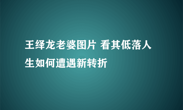 王绎龙老婆图片 看其低落人生如何遭遇新转折