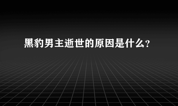 黑豹男主逝世的原因是什么？