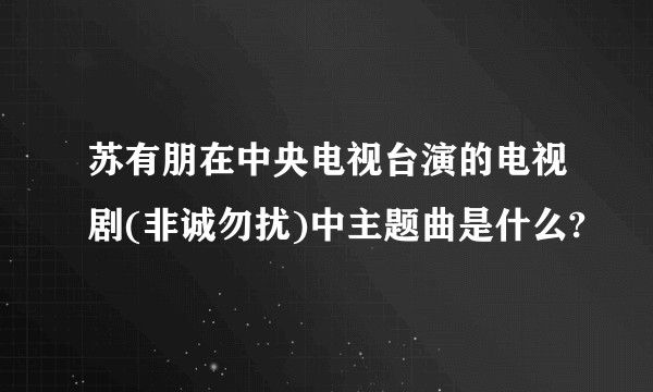 苏有朋在中央电视台演的电视剧(非诚勿扰)中主题曲是什么?