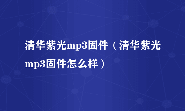 清华紫光mp3固件（清华紫光mp3固件怎么样）