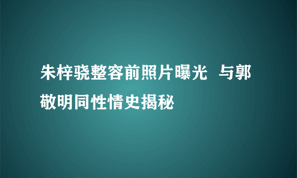 朱梓骁整容前照片曝光  与郭敬明同性情史揭秘