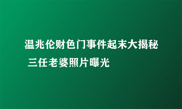 温兆伦财色门事件起末大揭秘 三任老婆照片曝光