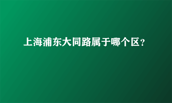 上海浦东大同路属于哪个区？