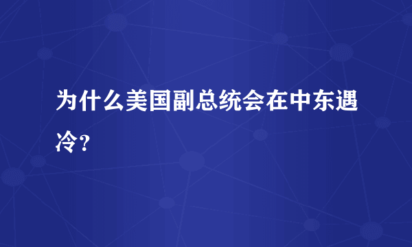 为什么美国副总统会在中东遇冷？