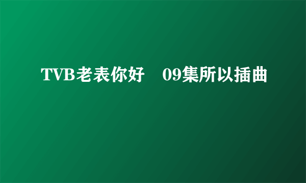 TVB老表你好嘢09集所以插曲