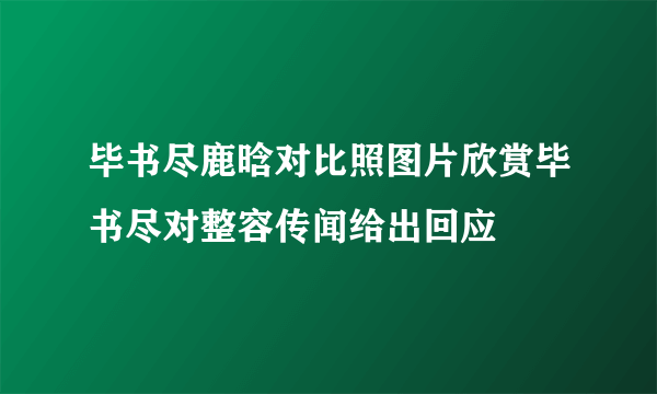 毕书尽鹿晗对比照图片欣赏毕书尽对整容传闻给出回应