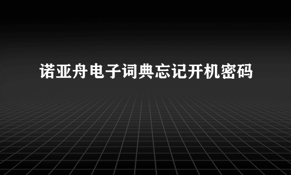 诺亚舟电子词典忘记开机密码