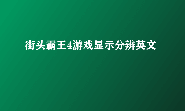 街头霸王4游戏显示分辨英文