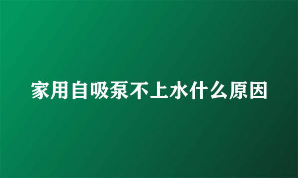 家用自吸泵不上水什么原因