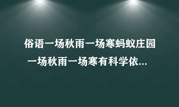 俗语一场秋雨一场寒蚂蚁庄园 一场秋雨一场寒有科学依据吗10.27