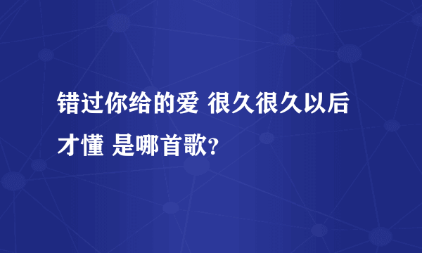 错过你给的爱 很久很久以后才懂 是哪首歌？