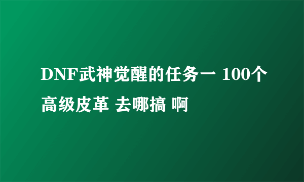 DNF武神觉醒的任务一 100个高级皮革 去哪搞 啊