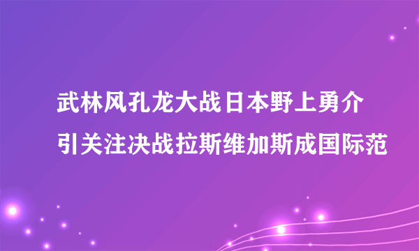 武林风孔龙大战日本野上勇介引关注决战拉斯维加斯成国际范