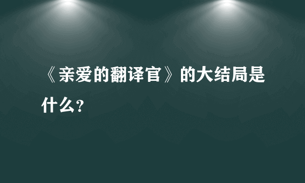 《亲爱的翻译官》的大结局是什么？