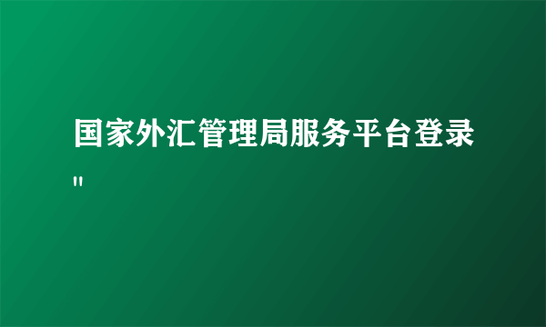 国家外汇管理局服务平台登录