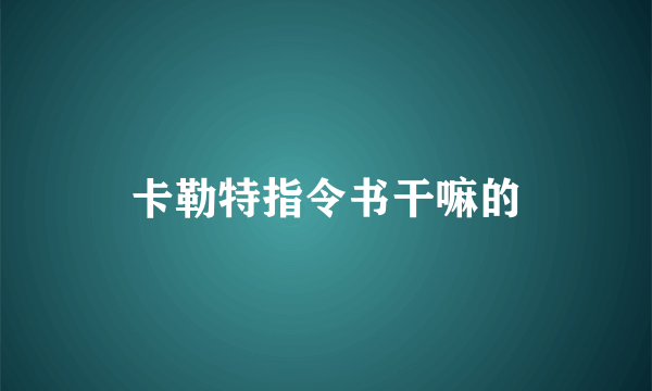 卡勒特指令书干嘛的