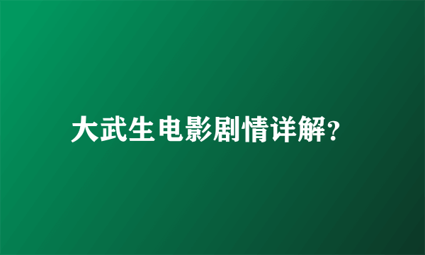 大武生电影剧情详解？