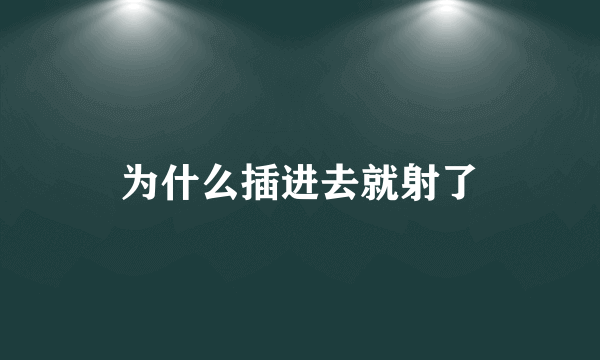 为什么插进去就射了