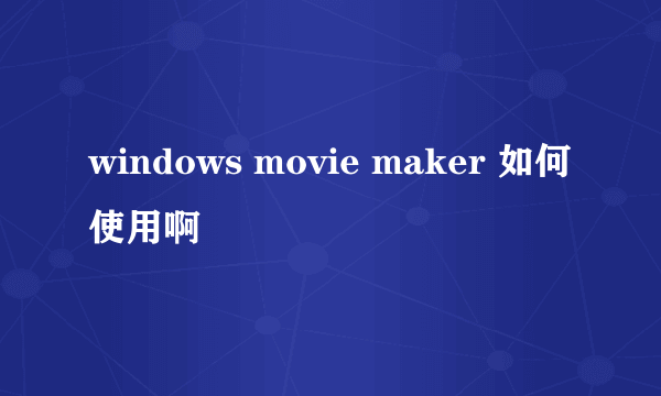 windows movie maker 如何使用啊