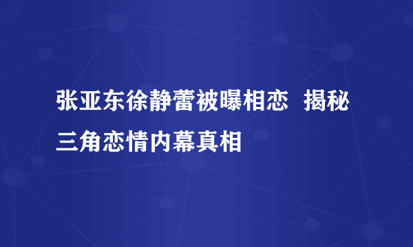 张亚东徐静蕾被曝相恋  揭秘三角恋情内幕真相