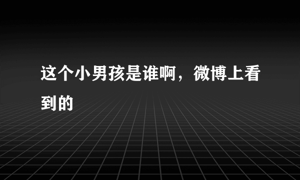 这个小男孩是谁啊，微博上看到的