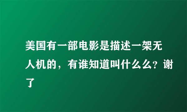 美国有一部电影是描述一架无人机的，有谁知道叫什么么？谢了