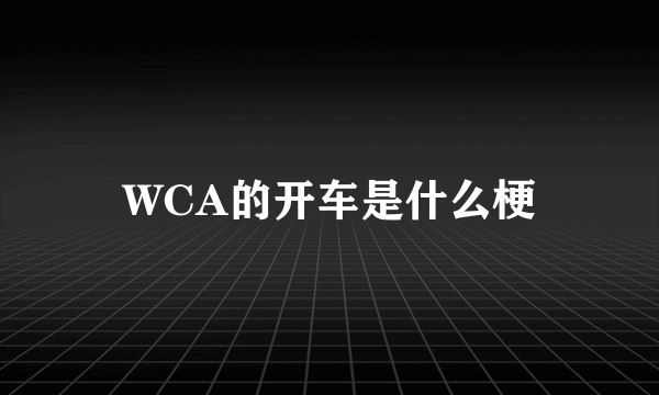 WCA的开车是什么梗