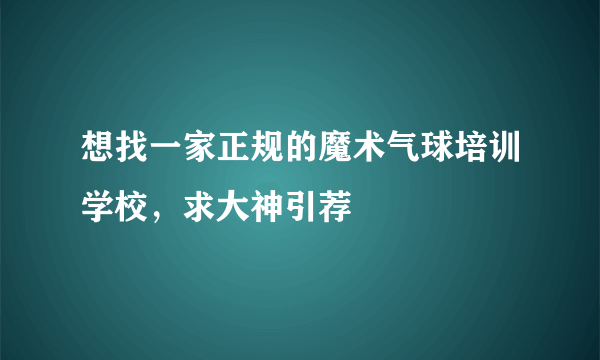 想找一家正规的魔术气球培训学校，求大神引荐