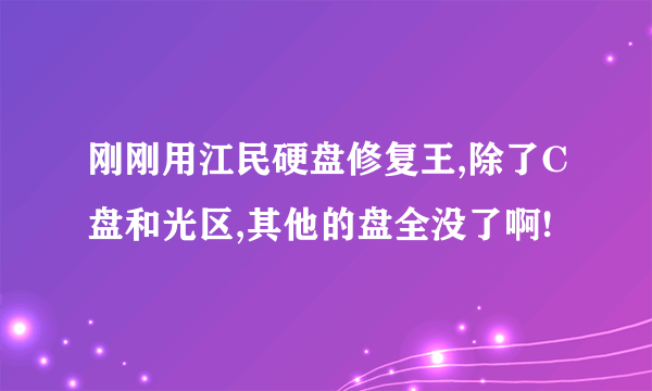 刚刚用江民硬盘修复王,除了C盘和光区,其他的盘全没了啊!