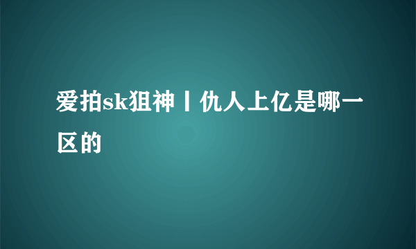 爱拍sk狙神丨仇人上亿是哪一区的