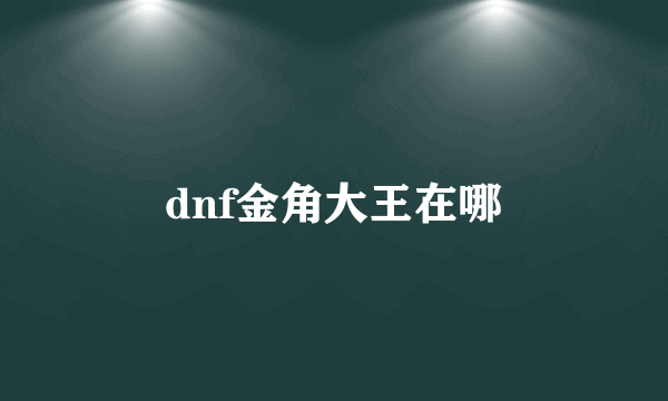 dnf金角大王在哪